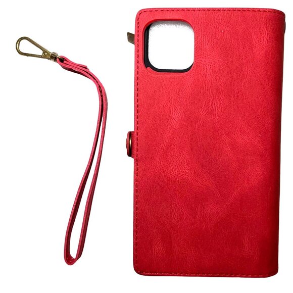 Wallet Phone Case iPhone 11 Pro Max Modos Logicos Case Wrist Strap Red Leather - Picture 1 of 16